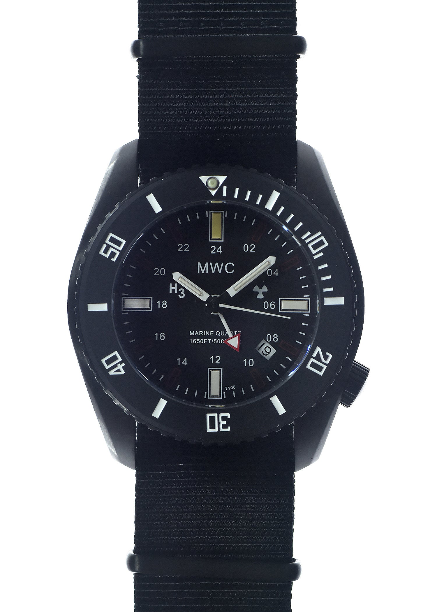 MWC "Submarine / Naval Crew Divers Watch" 500m (1,640ft) Water Resistant Dual Time Zone Military Watch in PVD Stainless Steel Case with GTLS and Helium Valve - Under Half Price / Likely Needs a Battery Replacement - Location UK