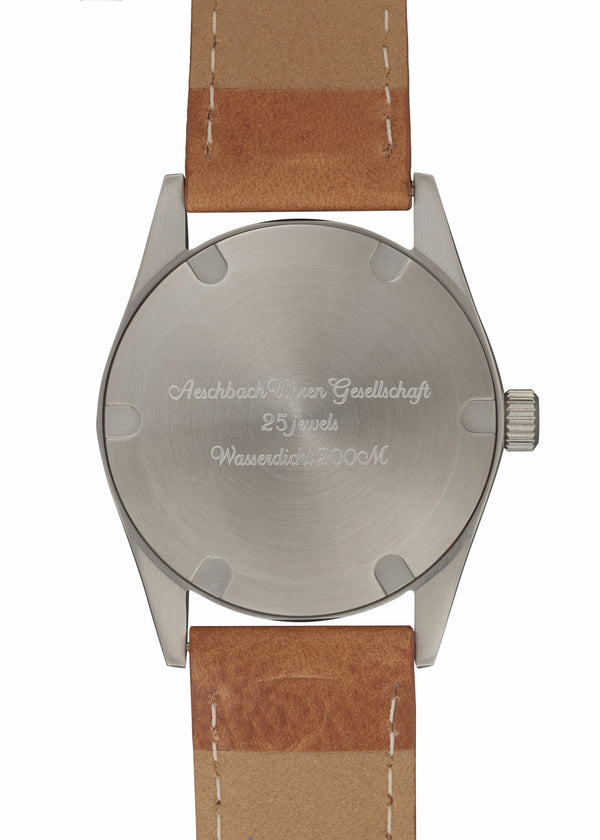 Aeschbach 1950s Pattern 25 Jewel Automatic Watch with Retro Luminous Paint, Sapphire Crystal and Calf Leather Strap