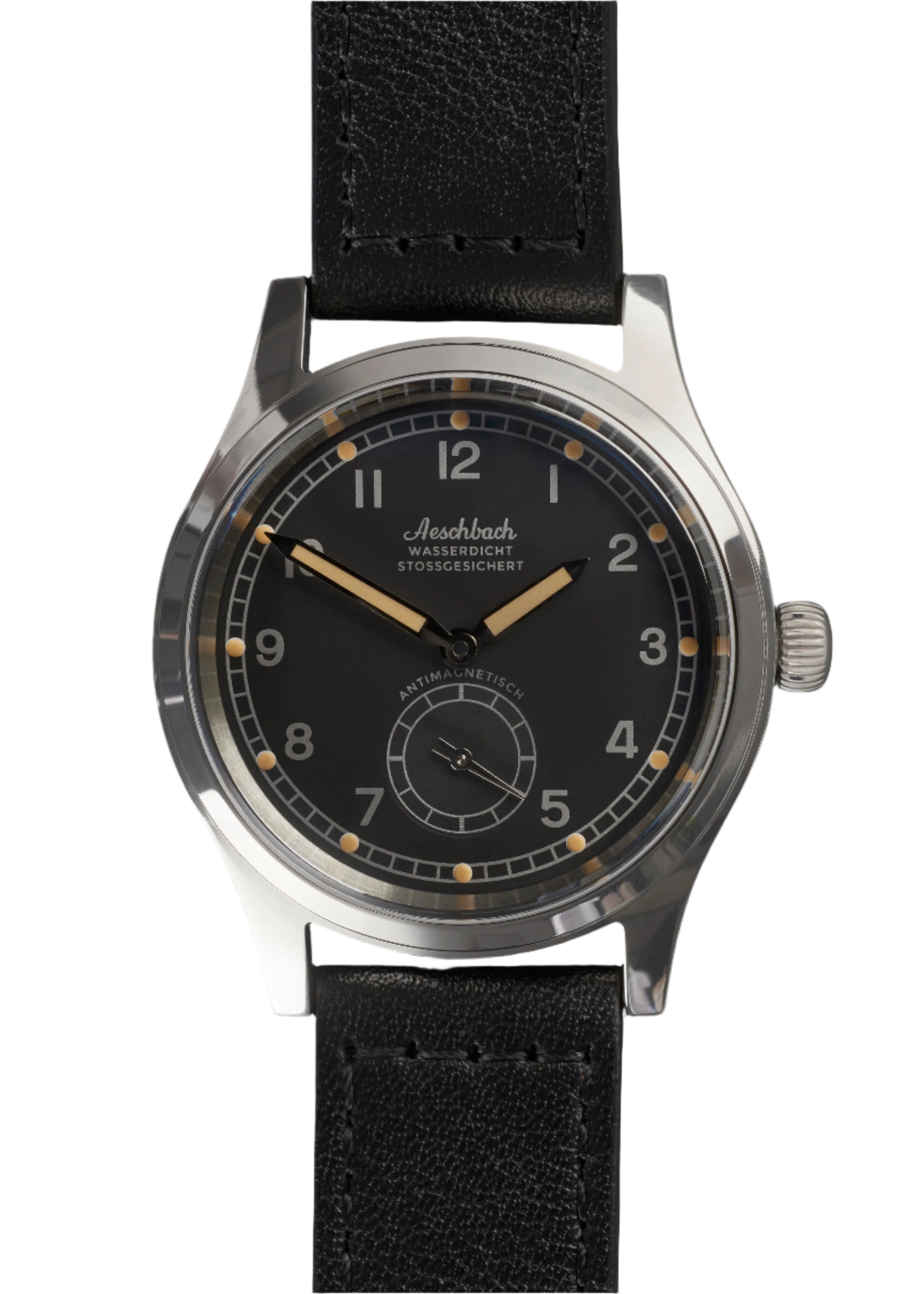 Aeschbach WW2 Pattern Germany Luftwaffe / Reichsluftfahrtministerium (RLM) Pilots Watch with an Automatic Swiss 31 Jewel Sellita SW260 Movement and a Domed Vintage Box Sapphire Crystal