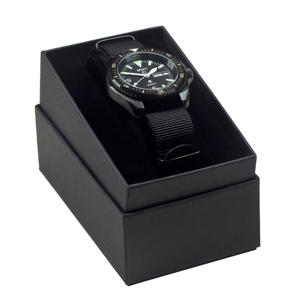 MWC 1999-2001 Pattern Quartz Day/Date Military Divers Watch in Covert Black PVD with Sapphire Crystal - Brand New but Crown Needs Resetting