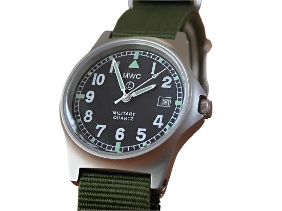 MWC G10 LM Stainless Steel Military Watch (Olive Green Strap) - Ex Display Watch from a Trade Show - Under Half Price!