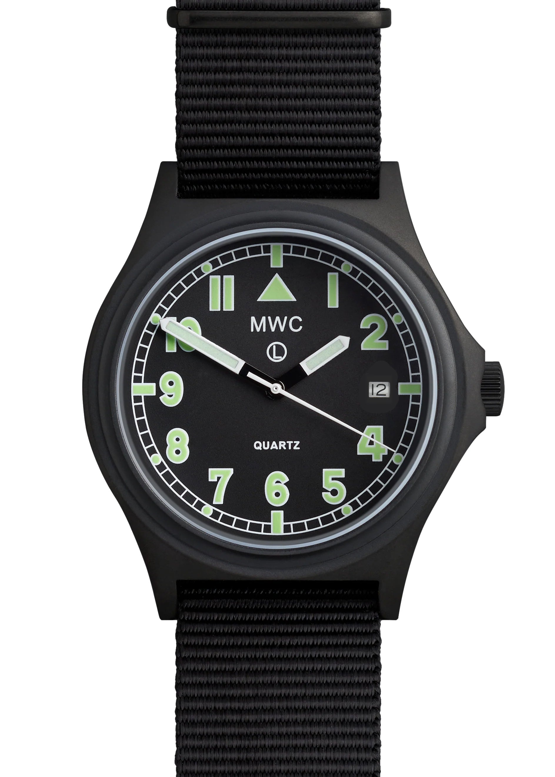 MWC G10 200m/660ft Water resistant Black PVD Steel Military Watch with Sapphire Crystal and Date - NATO Stock Number: NSN 6645-99-493-1283D