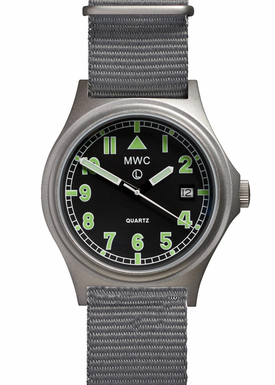 MWC G10 200m/660ft Water resistant Stainless Steel Military Watch with Sapphire Crystal and Date - NATO Stock Number: NSN 6645-99-472-3228D
