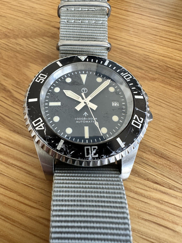 Military Industries 1982 Pattern 300m Water Resistant Military Divers Watch With Date Window (Automatic) - Needs New Crown but Running