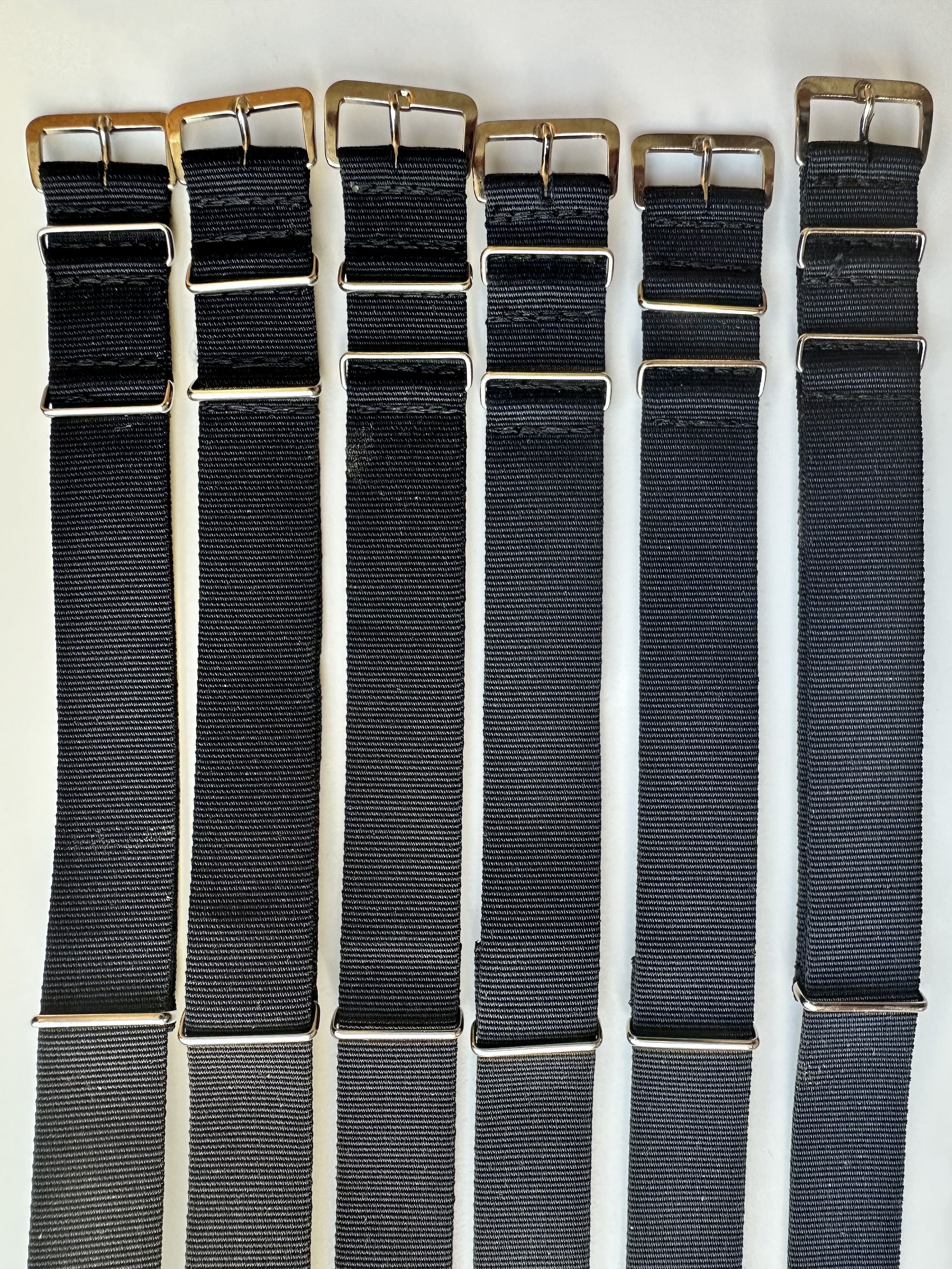 Clearance Bundle of 6 x 18mm Black NATO Military Watch Straps as Pictured - Surplus Stock Reduced to Under Half Price to Clear
