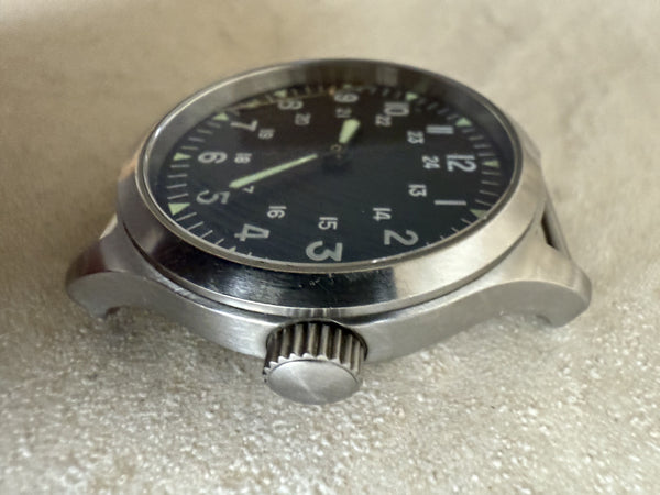 MWC Mk III Stainless Steel 1950's Pattern 100m Water Resistant Automatic Military Watch with Sapphire Crystal (12/24 Hour Dial Variant) - Secondhand Needs Hand Resetting