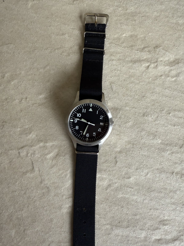 MWC Mk III Stainless Steel 1950's Pattern 100m Water Resistant Automatic Military Watch with Sapphire Crystal (12 Hour Dial Variant) - Needs a Replacement Crown