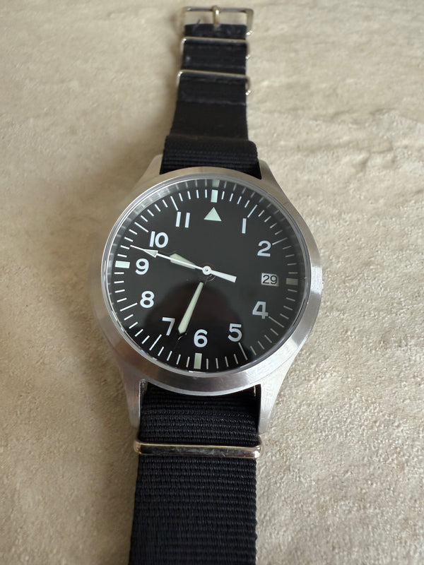 MWC Mk III Stainless Steel 1950's Pattern 100m Water Resistant Automatic Military Watch with Sapphire Crystal (12 Hour Dial Variant) - Needs a Replacement Crown