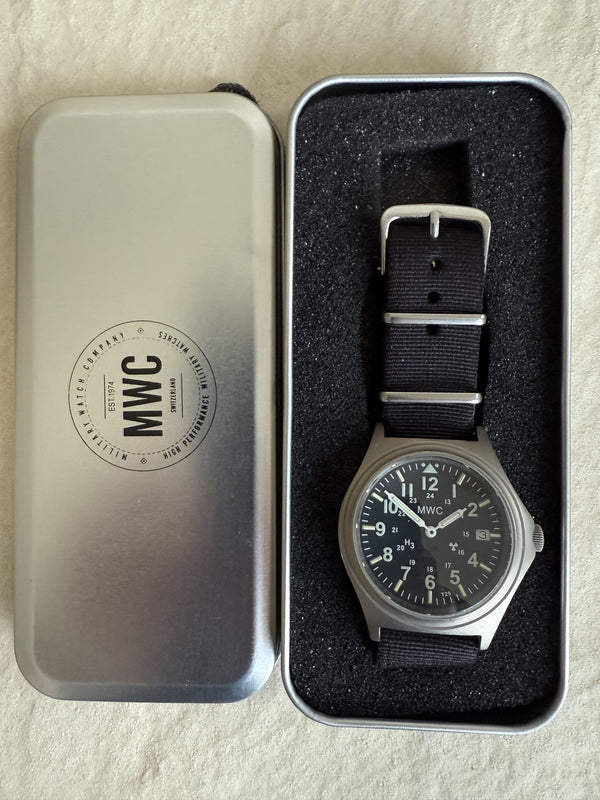MWC Titanium General Service Watch with 300m Water Resistance, 10 Year Battery Life, GTLS, Sapphire Crystal and 12/24 Dial Format - Needs Hand Resetting but Running Fine