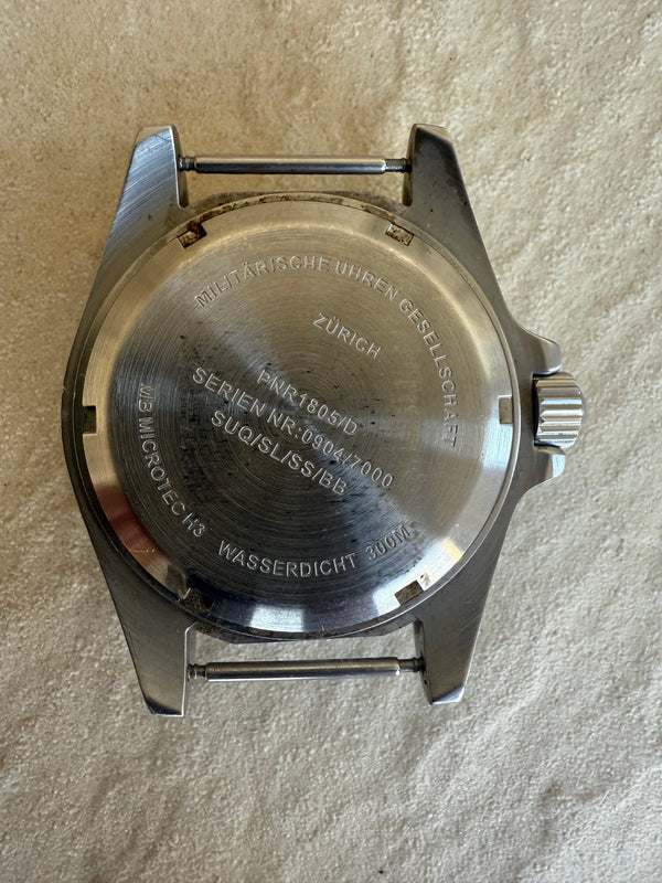MWC 300m Military Quartz Divers Watch with Tritium GTLS and Sapphire Crystal on a NATO Strap - Missing PIP on Bezel and Not Running