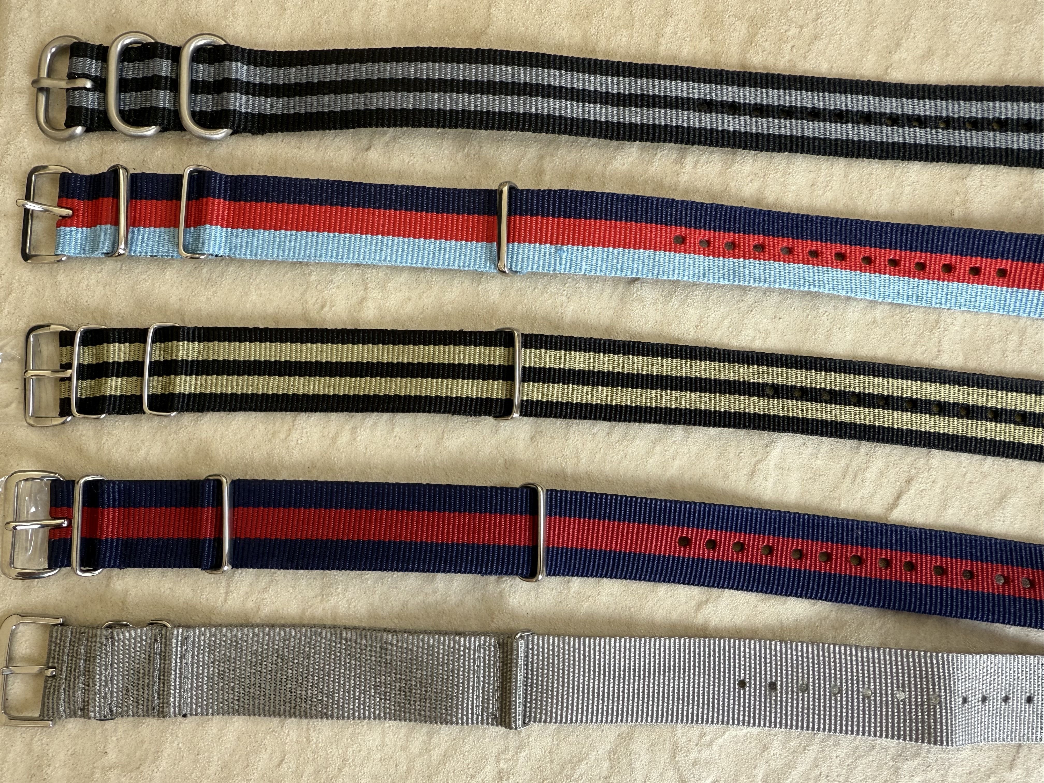 Clearance Bundle of 5 x 20mm Mixed NATO Military Watch Straps as Pictured - Surplus Stock Reduced to Under Half Price to Clear