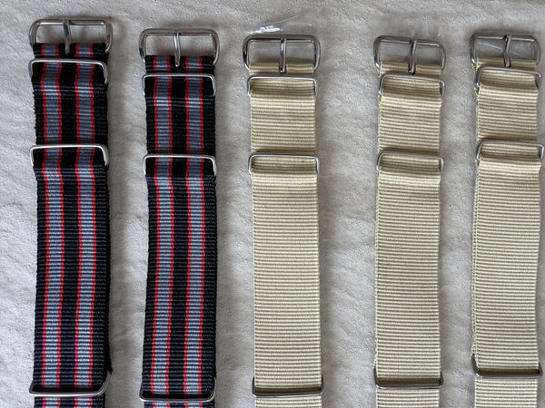 Clearance Bundle of 5 x 22mm Mixed NATO Military Watch Straps as Pictured - Surplus Stock Reduced to Under Half Price to Clear