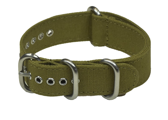 Army Green 18mm Retro Pattern Canvas One Piece Strap