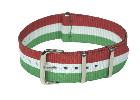 Italy 22mm "Red, White and Green" NATO Military Watch Strap
