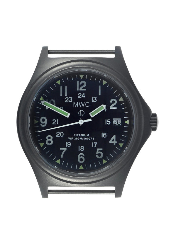 MWC Titanium General Service Watch, 300m Water Resistant, 10 Year Battery Life, Luminova, Sapphire Crystal and 12/24 Dial Format (Date Version) - Not Running but Brand New