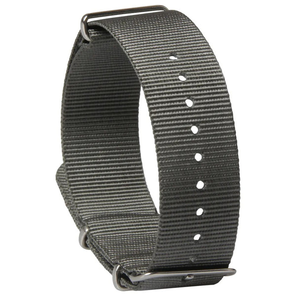 Single Pass 18mm Admiralty Grey NATO Military Watch Strap in Ballistic Nylon with Stainless Steel Fasteners