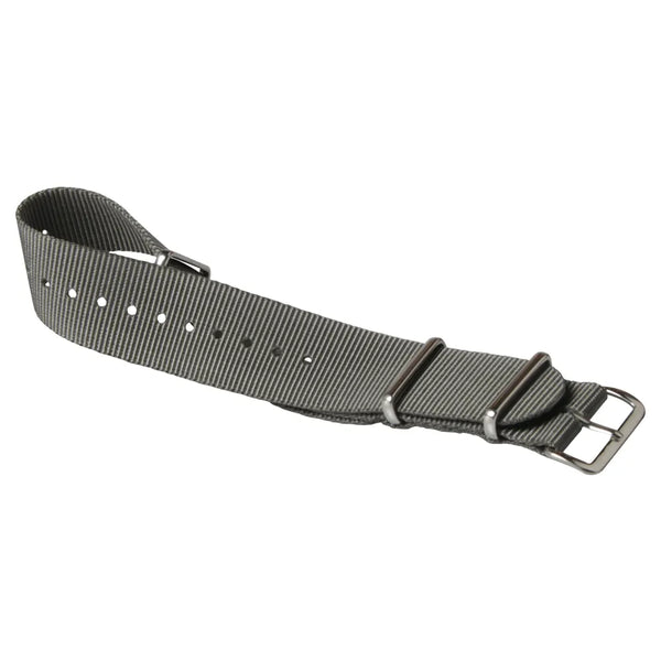 Single Pass 20mm Admiralty Grey NATO Military Watch Strap in Ballistic Nylon with Stainless Steel Fasteners