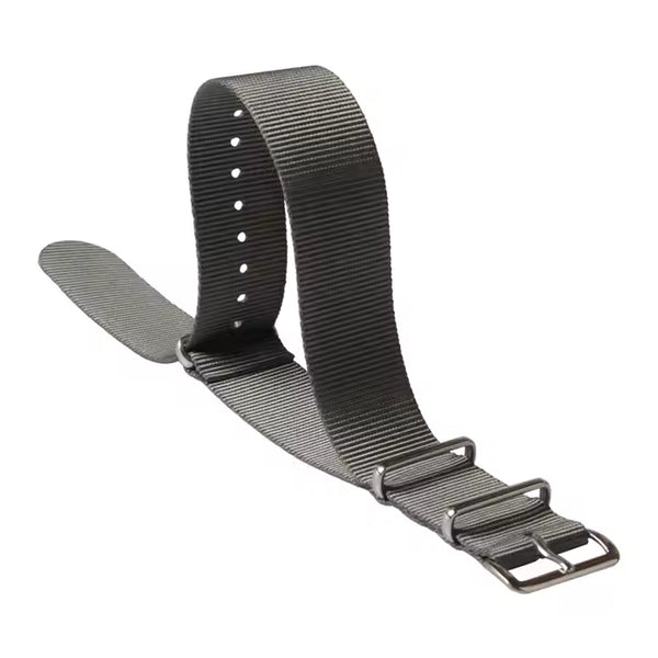 Single Pass 18mm Admiralty Grey NATO Military Watch Strap in Ballistic Nylon with Stainless Steel Fasteners