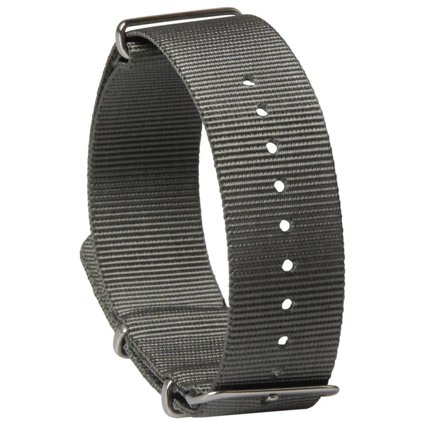 Single Pass 24mm Admiralty Grey NATO Military Watch Strap in Ballistic Nylon with Stainless Steel Fasteners