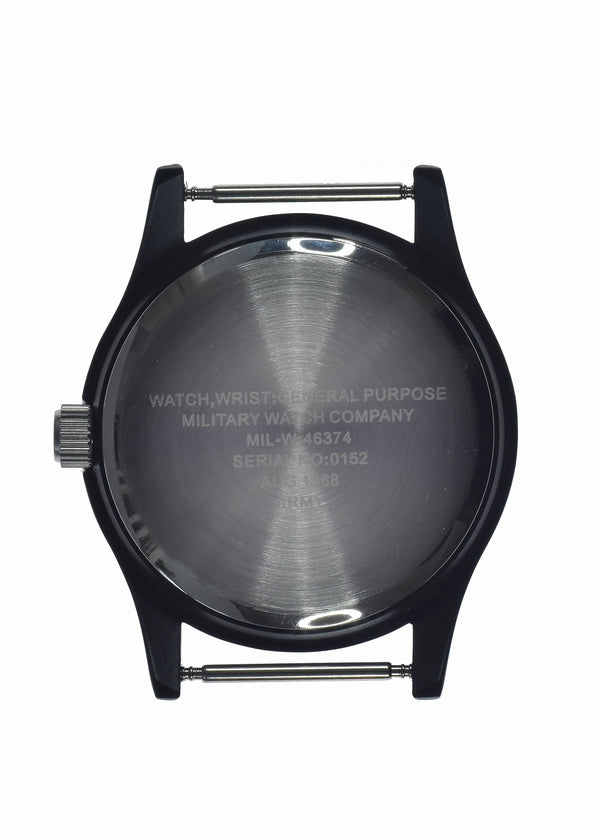 MWC Classic 1960s/70s Pattern Matt Black Vietnam Watch on Matching Webbing Strap