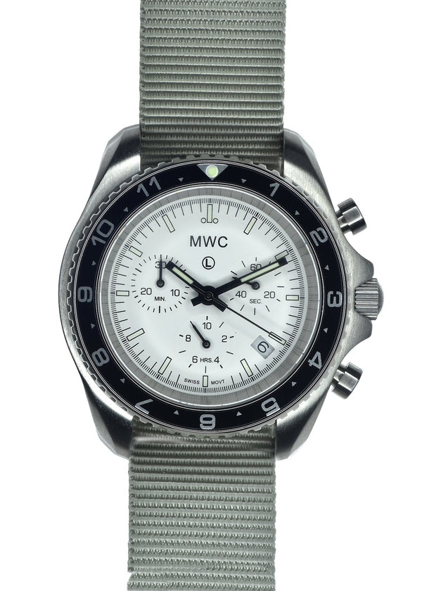 MWC NATO Pattern Stainless Steel Military Pilots Chronograph with Sapphire Crystal and Swiss Ronda Movement - 12 Hour GMT Bezel