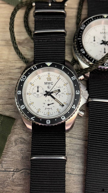 MWC NATO Pattern Stainless Steel Military Pilots Chronograph with Sapphire Crystal and Swiss Ronda Movement - 12 Hour GMT Bezel