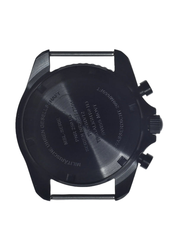 MWC NATO Pattern Black PVD Steel Military Pilots Chronograph with Sapphire Crystal and Swiss Ronda Movement- 12 Hour GMT Bezel and GTLS/Tritium Illumination - Ex Display Watch Reduced