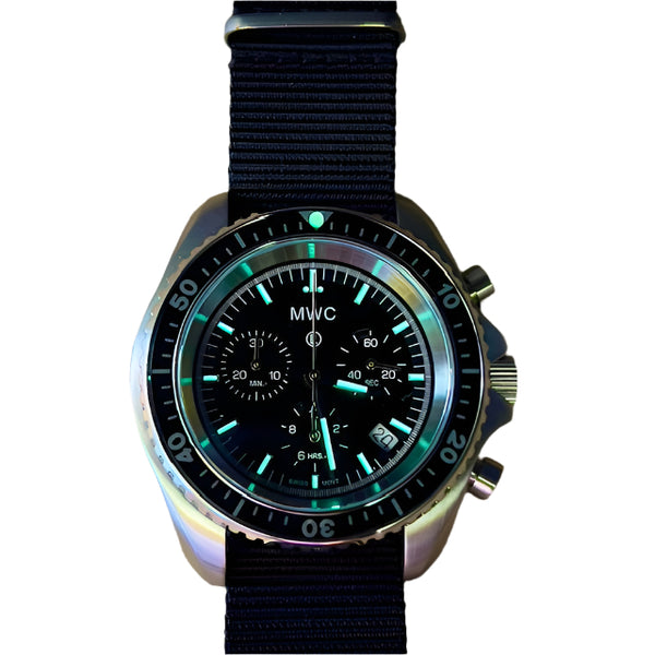 MWC NATO Pattern Stainless Steel Military Pilots Chronograph with Sapphire Crystal - Contract Sample Watch Reduced