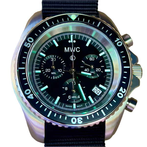 MWC NATO Pattern Stainless Steel Military Pilots Chronograph with Sapphire Crystal - Contract Sample Watch Reduced