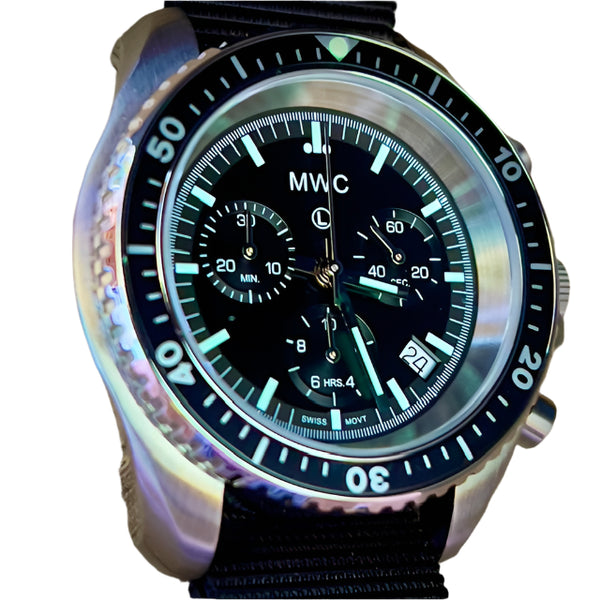 MWC NATO Pattern Stainless Steel Military Pilots Chronograph with Sapphire Crystal - Contract Sample Watch Reduced