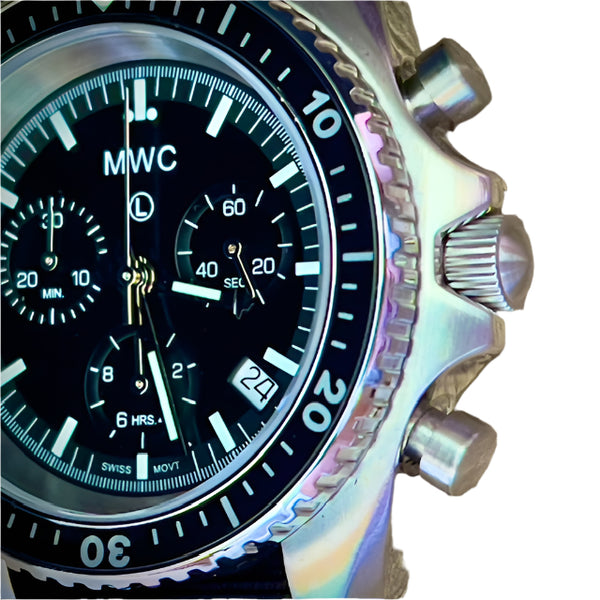 MWC NATO Pattern Stainless Steel Military Pilots Chronograph with Sapphire Crystal - Contract Sample Watch Reduced