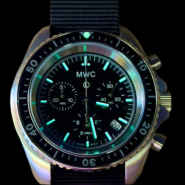 MWC NATO Pattern Stainless Steel Military Pilots Chronograph with Sapphire Crystal - Contract Sample Watch Reduced