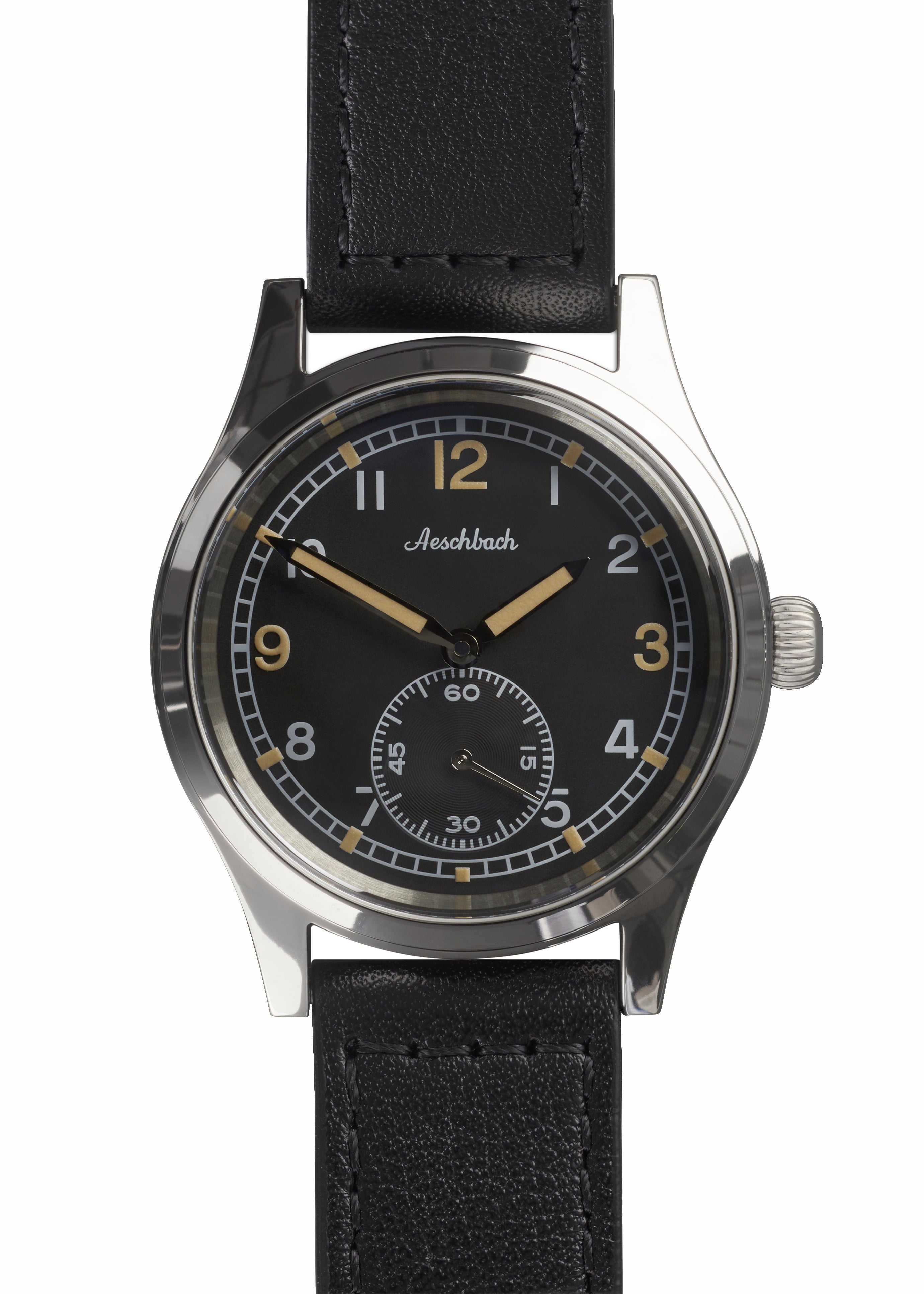 Aeschbach WW2 Pattern German Wehrmacht & Luftwaffe Dienstuhr (Army/Airforce Service Watch) with 24 Jewel Hand Wound Swiss Made Sellita SW216 Movement and Box Sapphire Crystal - Ex Photographic Sample Reduced