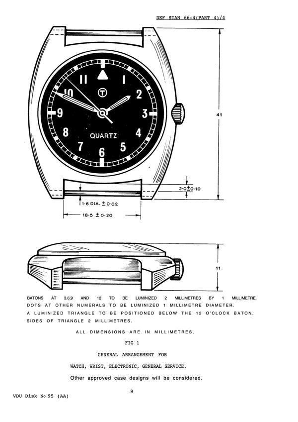 MWC W10 1970s Pattern Hybrid Military Watch with 100m Water Resistance - Non Date Version - Not Running but Brand New Probably just a Battery Issue