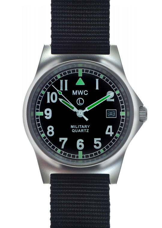 MWC G10 LM Stainless Steel Military Watch (Black Strap) - Looks New but Runs Intermittently