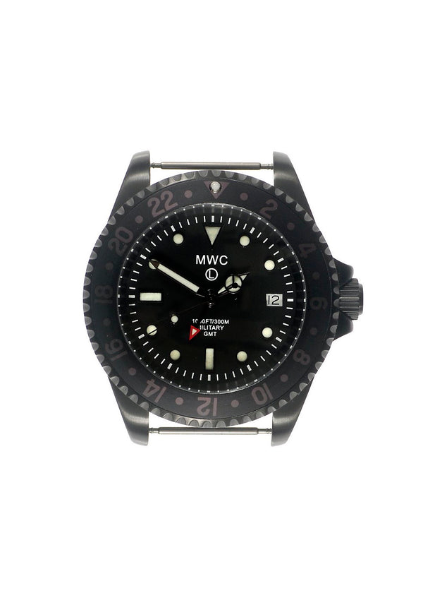 MWC GMT 300m Water Resistant Dual Timezone Military Watch in Black PVD Steel on Matching Bracelet - Will Need a New Battery Soon
