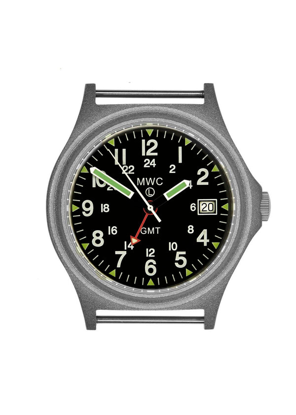 MWC GMT 100m Water resistant Military Watch in Stainless Steel Case with Screw Crown - Ex Display Watch From a Trade Show / Needs Battery Replacement