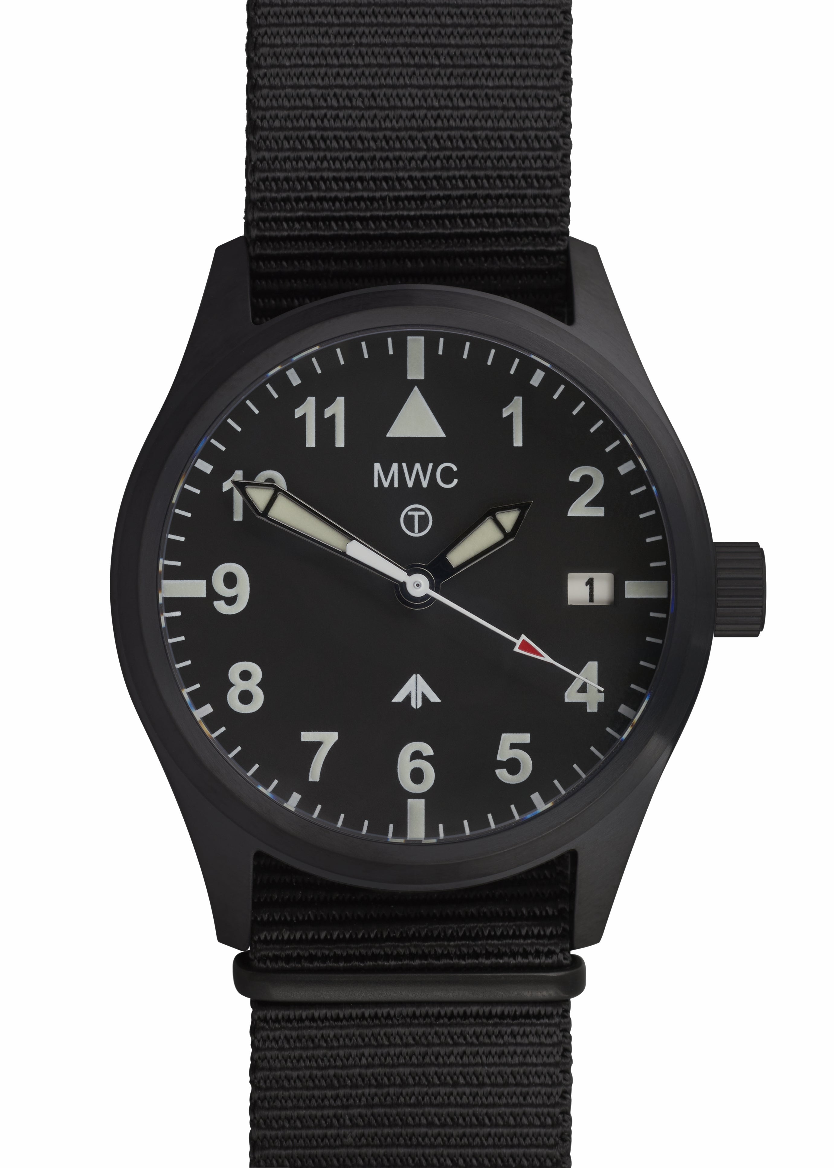 MWC Classic 40mm Covert Black PVD Steel Aviator Watch with 24 Jewel Automatic Movement and 100m Water Resistance