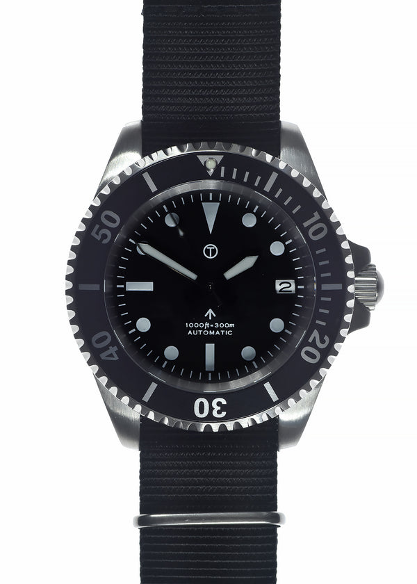 MWC 24 Jewel 1980s Pattern 300m Automatic Military Divers Watch with Sapphire Crystal and a Black and a Grey NATO Strap - No Fault Apparent Running Fine During a Four Hour Test