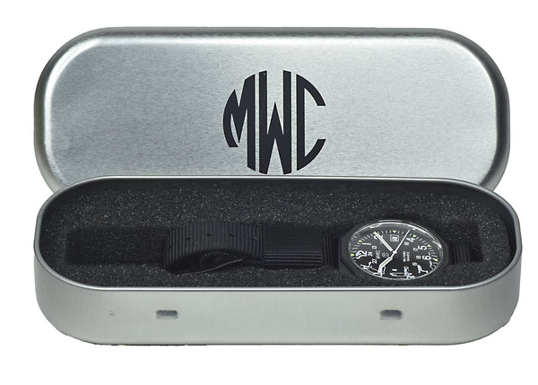 MWC G10 - Remake of the 1982 to 1999 Series Watch in Black PVD Steel with 12/24 NATO dial Pattern, Plexiglass Crystal and Battery Hatch