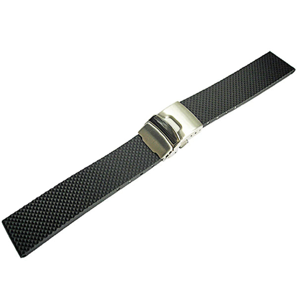 18mm Heavy Duty Black Silicone Deployment Strap