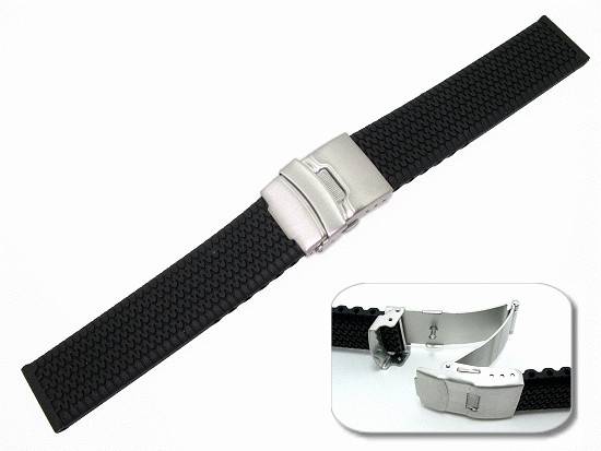 18mm Heavy Duty Black Silicone Deployment Strap