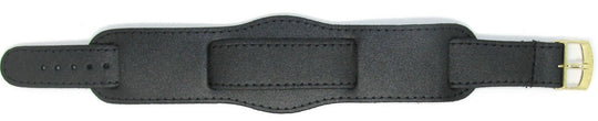 Black 1950s Pattern 20mm Leather Military Watch Strap with Gilt Buckle