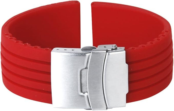 20mm Heavy Duty Red Silicone Deployment Strap