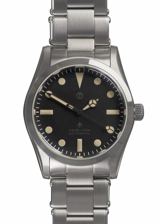 MWC Classic 1950s/1960s Pattern 25 Jewel Automatic Military Watch with Retro Luminous Paint, Sapphire Crystal and 1960s Pattern Bracelet