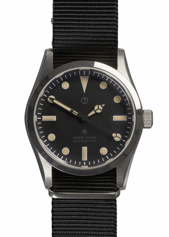 MWC Classic 1950s/1960s Pattern 25 Jewel Automatic Military Watch with Retro Luminous Paint, Sapphire Crystal and 2 x NATO Straps