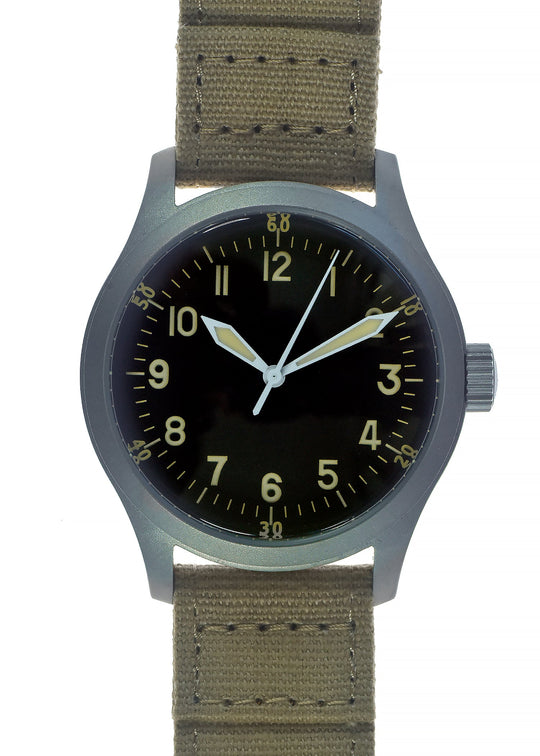 A-11 1940s WWII Pattern Military Watch (Automatic) with 100m Water Resistance - 1 Ex Display Watch from the 2024 DSIE Show at the ExCeL Exhibition Centre in London Docklands.