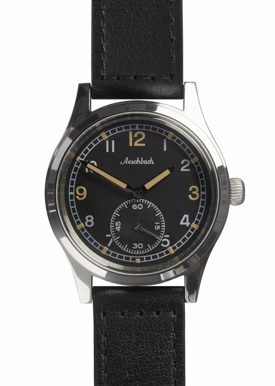 Aeschbach WW2 Pattern German Wehrmacht & Luftwaffe Dienstuhr (Army/Airforce Service Watch) with 24 Jewel Hand Wound Swiss Made Sellita SW216 Movement and Box Sapphire Crystal - Needs Attention