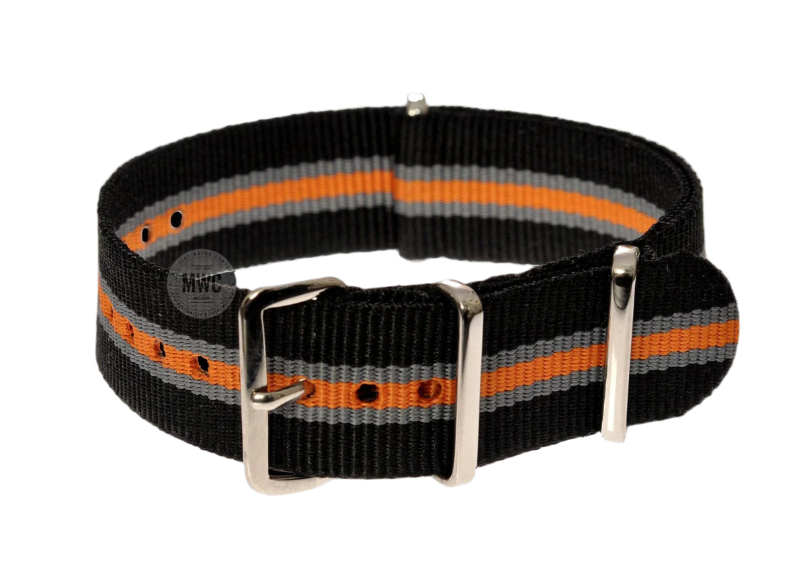20mm Black, Grey and Tangerine NATO Military Watch Strap