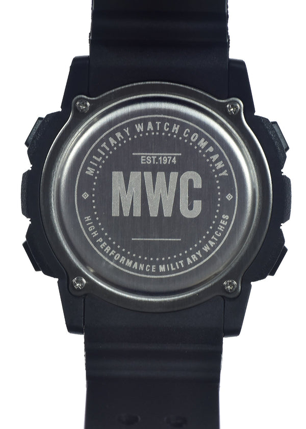 MWC Digital Military Watch with Bluetooth, Step Counter, 100m Water Resistance, Remote Camera and Android / iOS Compatibility - Ex Display Watches Reduced to Clear